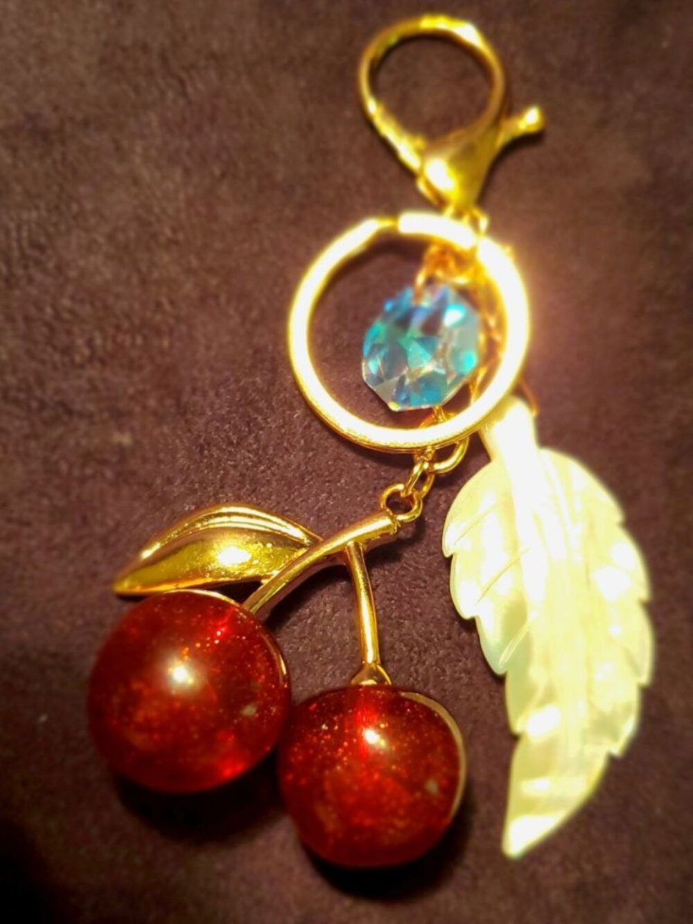 Cherry & Mother of Pearl Purse Charm